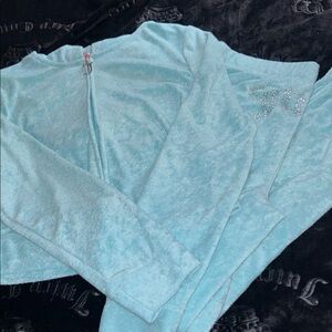 Juicy Couture crystal blue terry cloth tracksuit